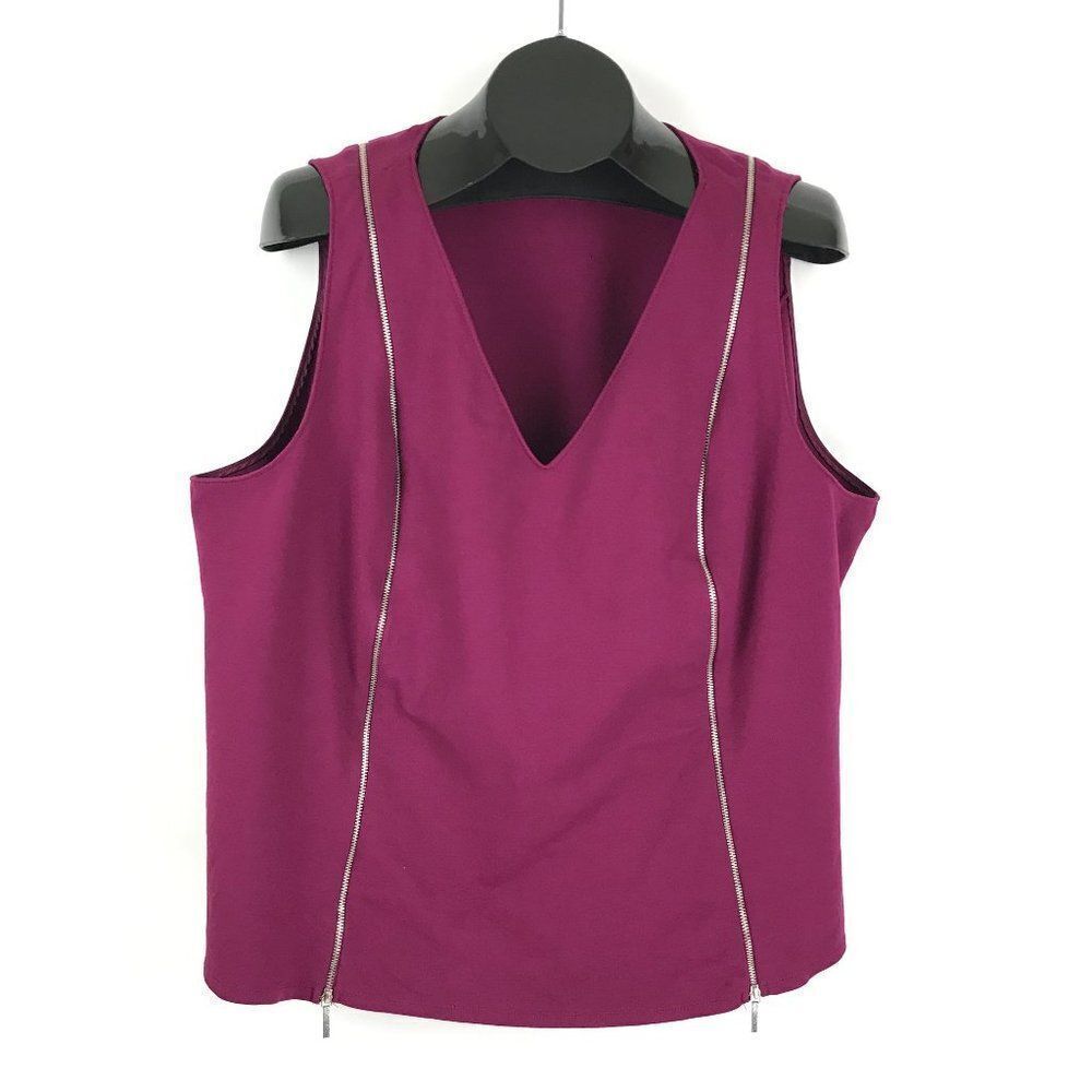 Lane Bryant Sleeveless Top Women's Plus Size 22/24 Double Zipper Ponte